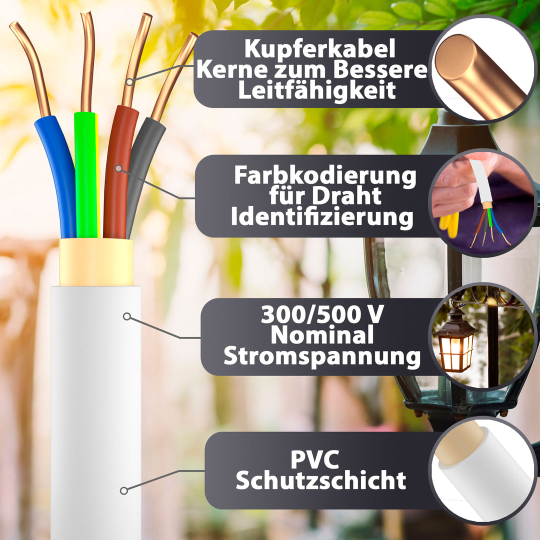 NYM-J 4x4 mm² Feuchtraumkabel Grau - 5 bis 50 m