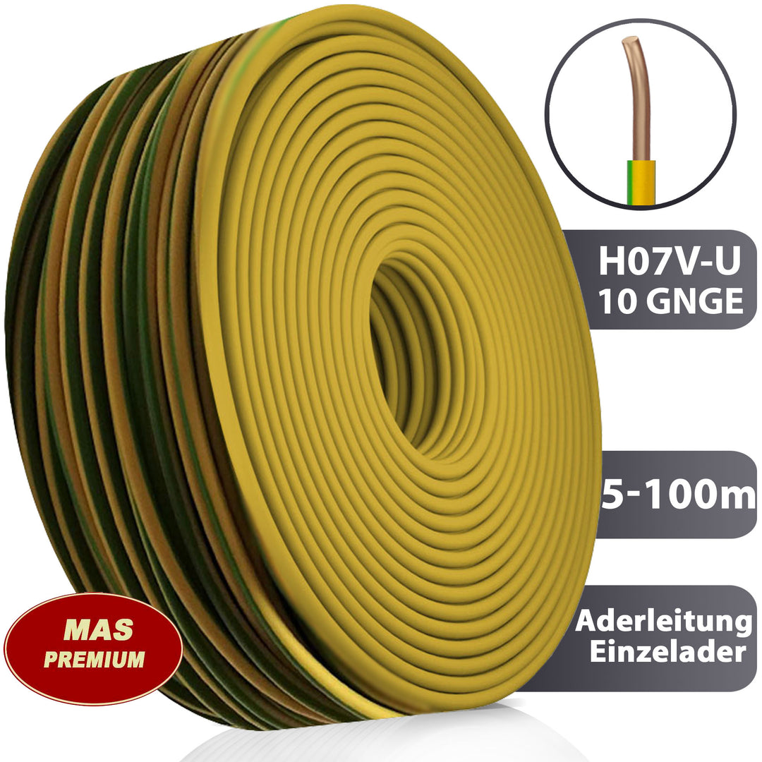 H07 V-U 10 mm² GNGE Aderleitung - 5 bis 100 m