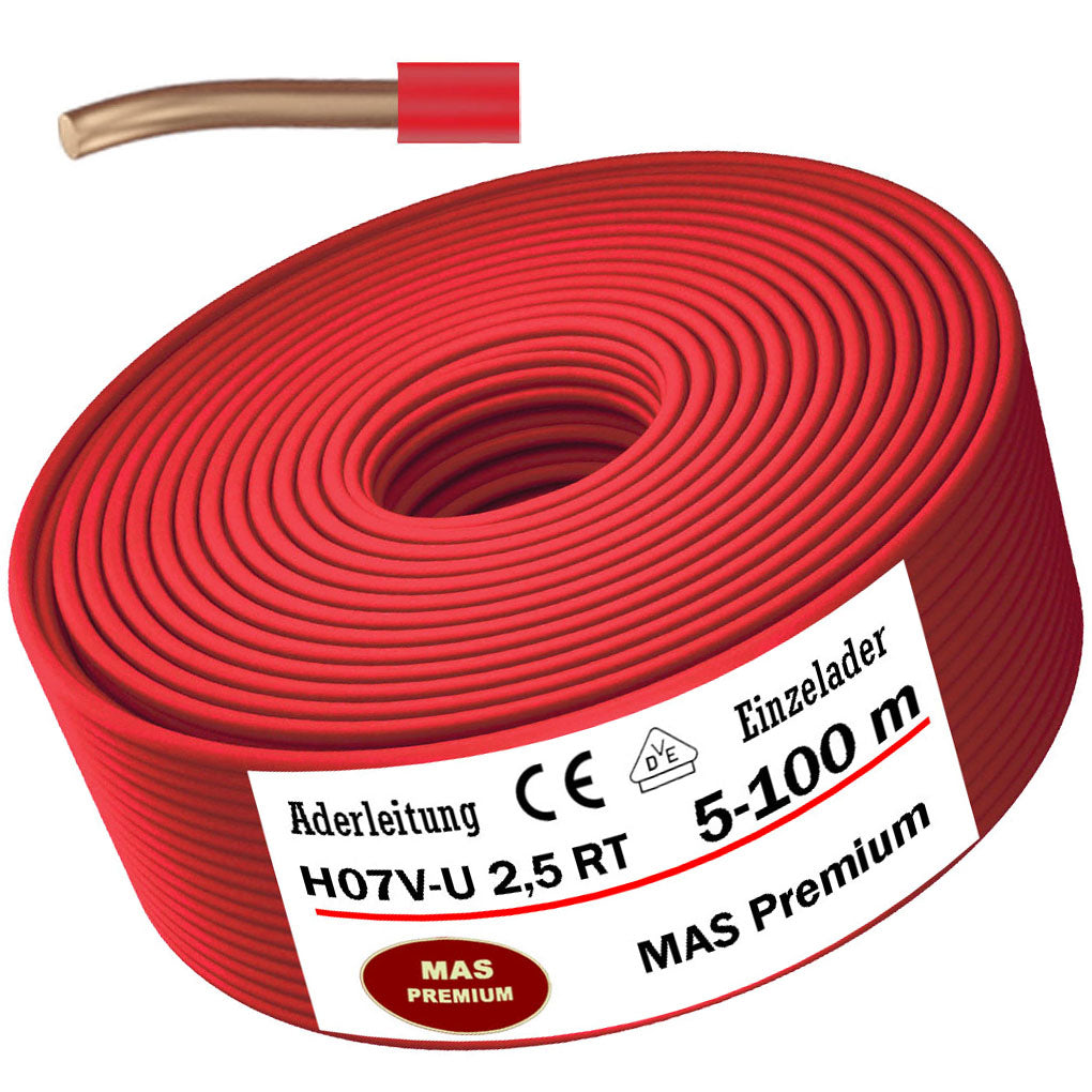 H07 V-U 2,5 mm² RT Aderleitung - 5 bis 100 m