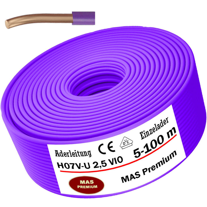 H07 V-U 2,5 mm² VIO Aderleitung - 5 bis 100 m