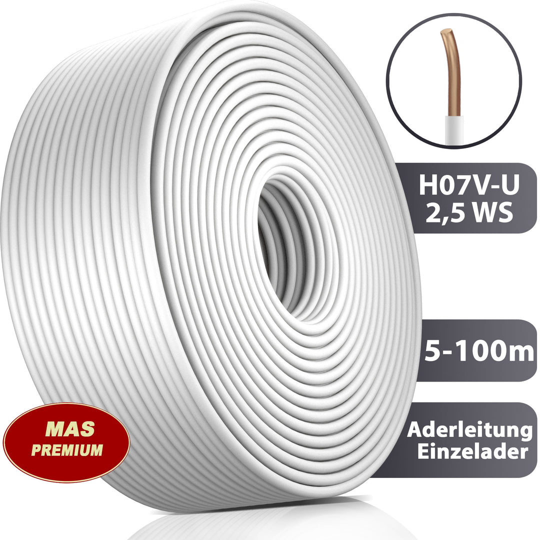 H07 V-U 2,5 mm² WS Aderleitung - 5 bis 100 m