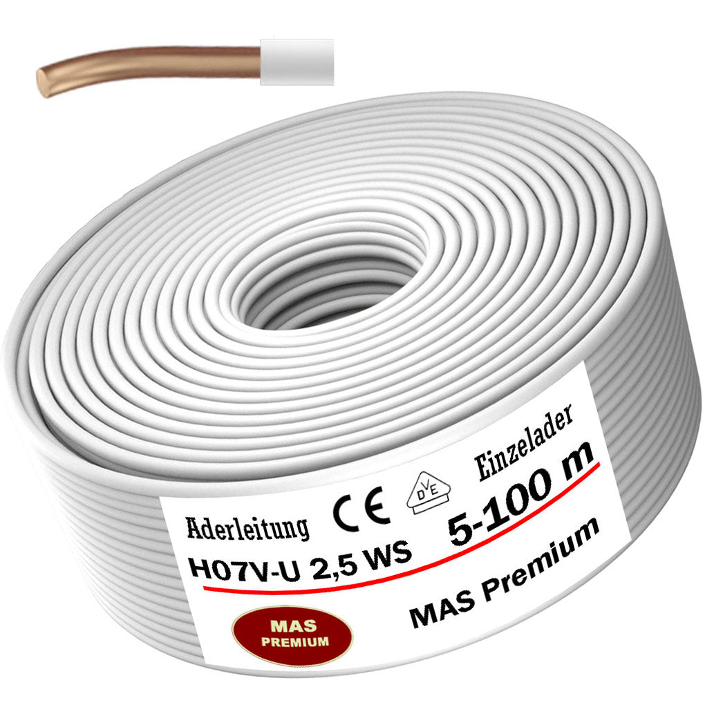 H07 V-U 2,5 mm² WS Aderleitung - 5 bis 100 m