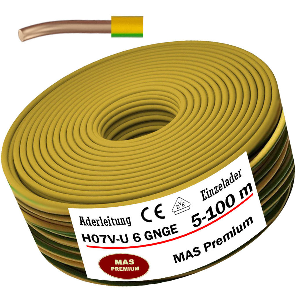 H07 V-U 6 mm² GNGE Aderleitung - 5 bis 100 m