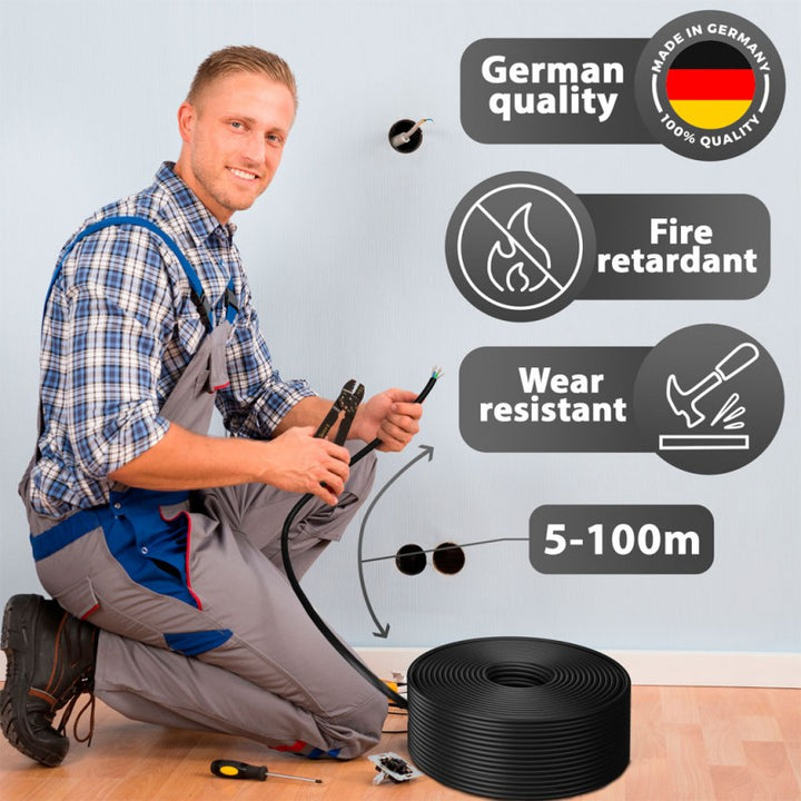 NYY-J 5x4 mm² Erdkabel - 5 bis 50 m in Schwarz