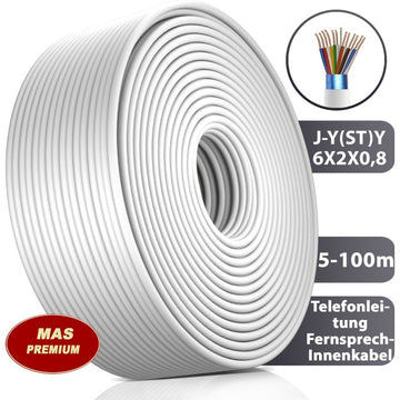 Telefonkabel J-Y(ST) Y 6x2x0,8 Grau - 5 bis 100 m