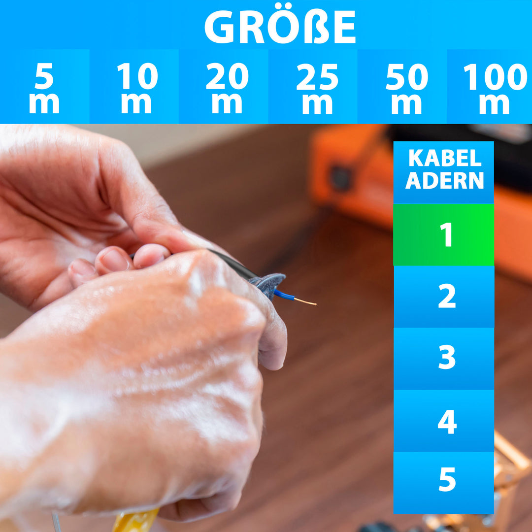 H05 V-K 1 mm² Aderleitung HBL OR RS RT oder RT-WS 5 bis 100 m