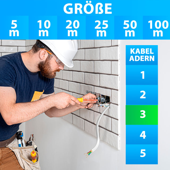 NYM-J 3x10 mm² Feuchtraumkabel Grau - 5 bis 50 m