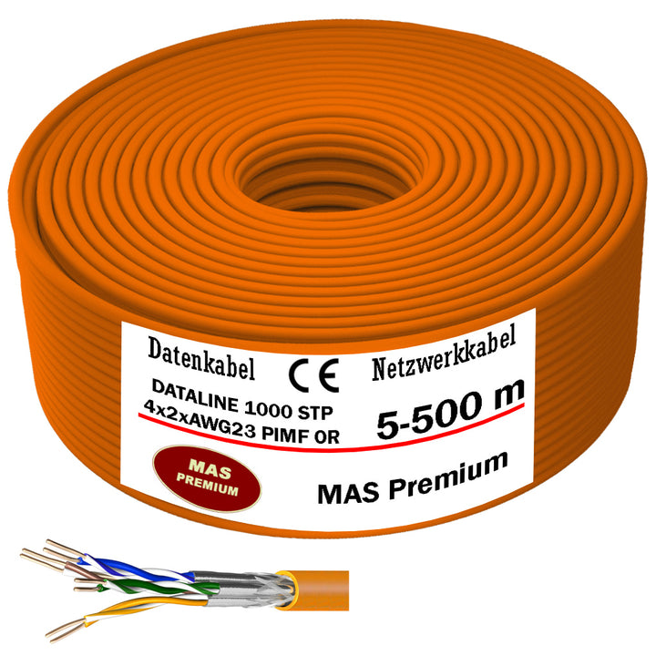 Cat 7 Kabel Dataline 1000 STP 4X2XAWG23 PIMF FRNC Orange - 5 bis 500 m