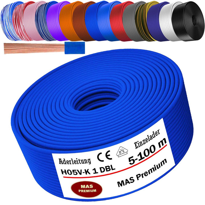 H05 V-K 1 mm² Aderleitung BL-WS BR DBL DBL-WS GNGE oder GR 5 bis 100 m