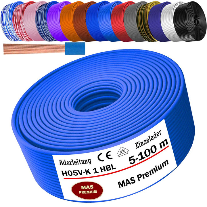 H05 V-K 1 mm² Aderleitung HBL OR RS RT oder RT-WS 5 bis 100 m