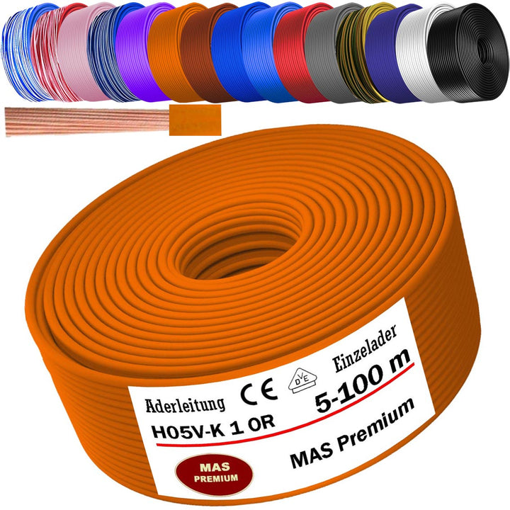 H05 V-K 1 mm² Aderleitung HBL OR RS RT oder RT-WS 5 bis 100 m