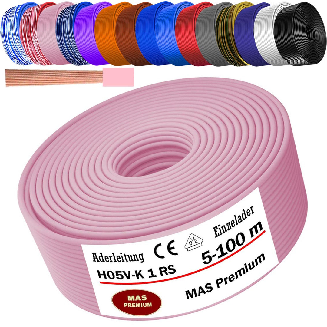 H05 V-K 1 mm² Aderleitung HBL OR RS RT oder RT-WS 5 bis 100 m