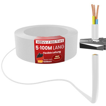 H05VV-F 4G 0,75 Schlauchleitung Weiß 5 bis 100 m