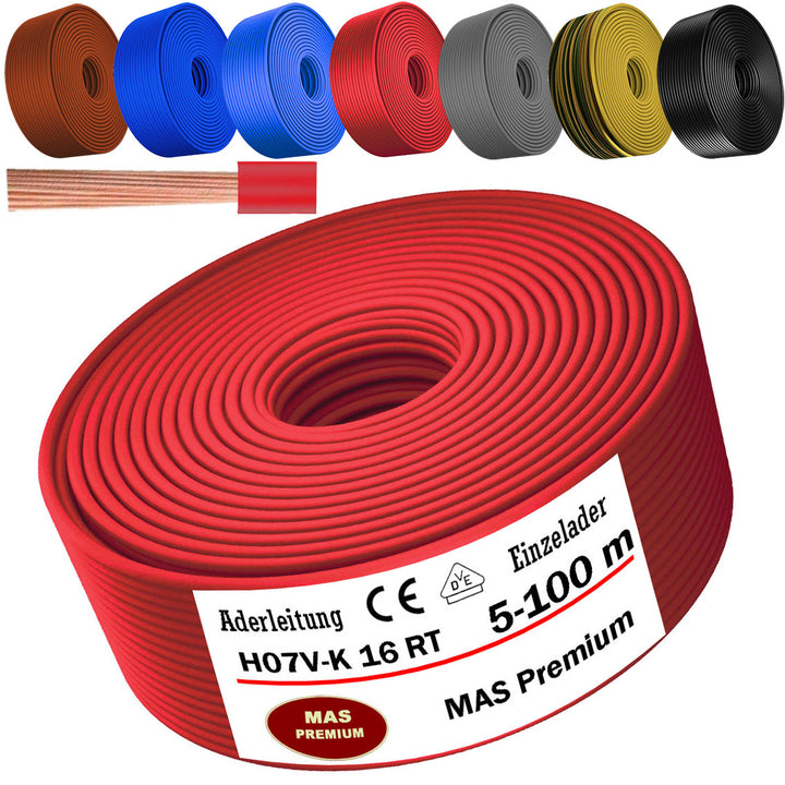 H07 V-K 16 mm² GR, HBL, OR oder RT Aderleitung - 5 bis 100 m