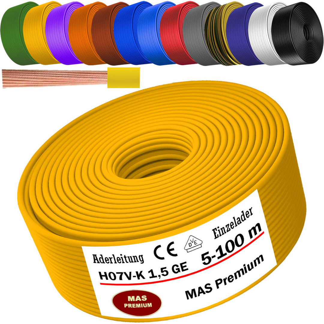H07 V-K 1,5 mm² Aderleitung OR; GR; WS; VIO; U-MAR.BL oder GE 5 bis 100 m