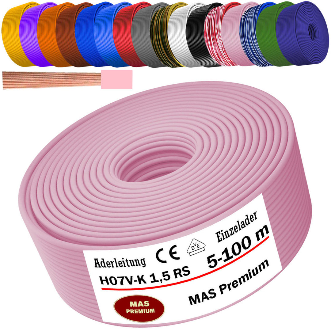 H07 V-K 1,5 mm² Aderleitung RS, RTWS oder DBLWS 5 bis 100 m