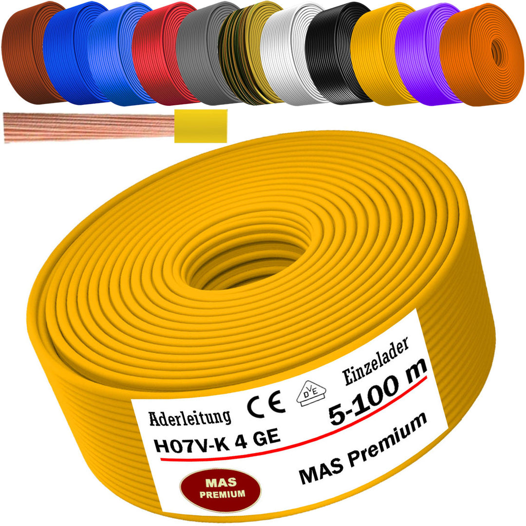H07 V-K 4 mm² DBL, BR, WS, GE oder GR Aderleitung - 5 bis 100 m