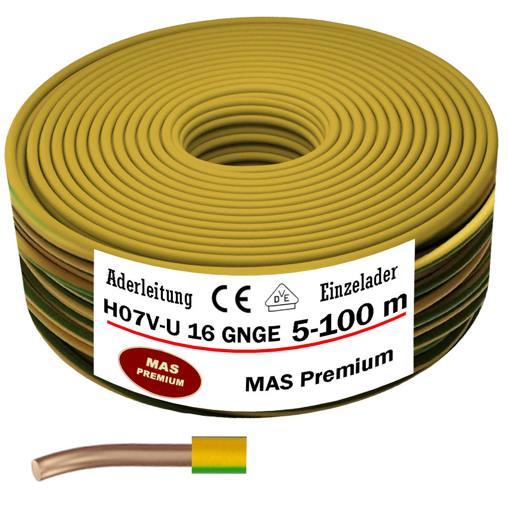 H07 V-U 16 mm² GNGE Aderleitung - 5 bis 100 m