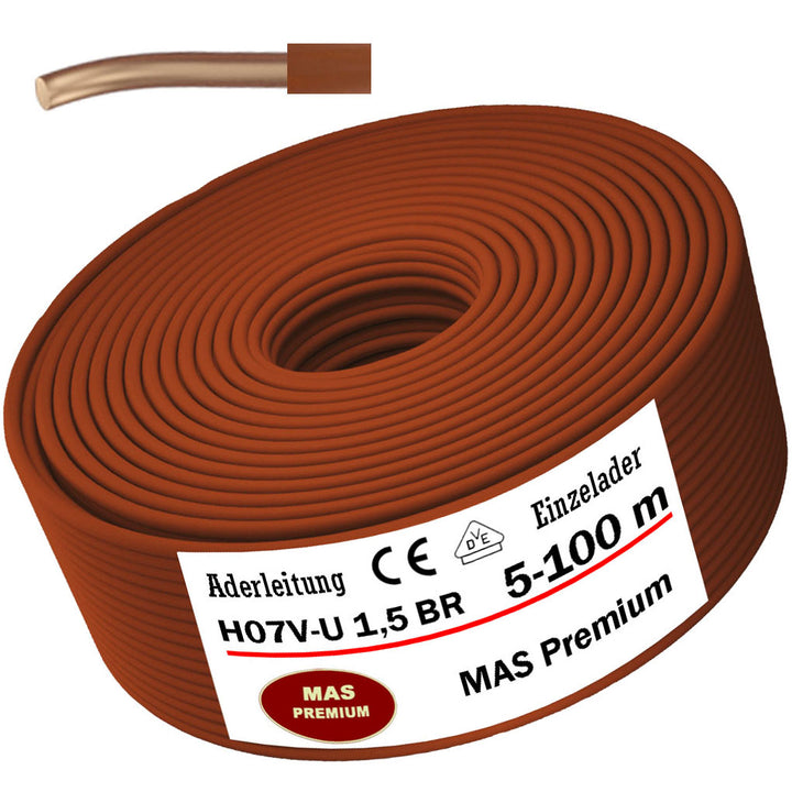 H07 V-U 1,5 mm² BR Aderleitung - 5 bis 100 m