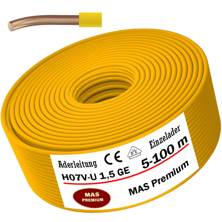 H07 V-U 1,5 mm² GE Aderleitung - 5 bis 100 m
