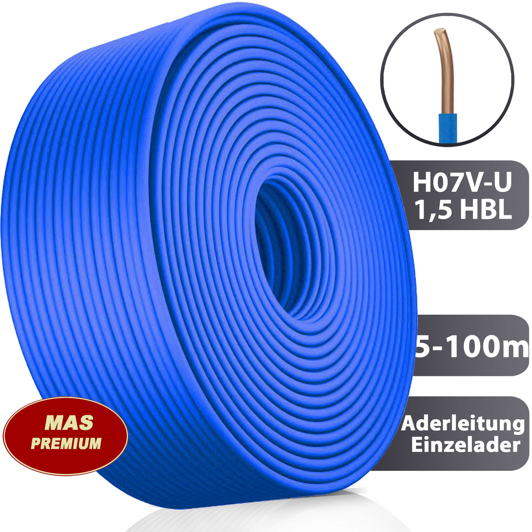 H07 V-U 1,5 mm² HBL Aderleitung - 5 bis 100 m