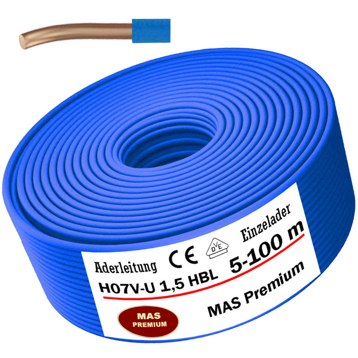H07 V-U 1,5 mm² HBL Aderleitung - 5 bis 100 m
