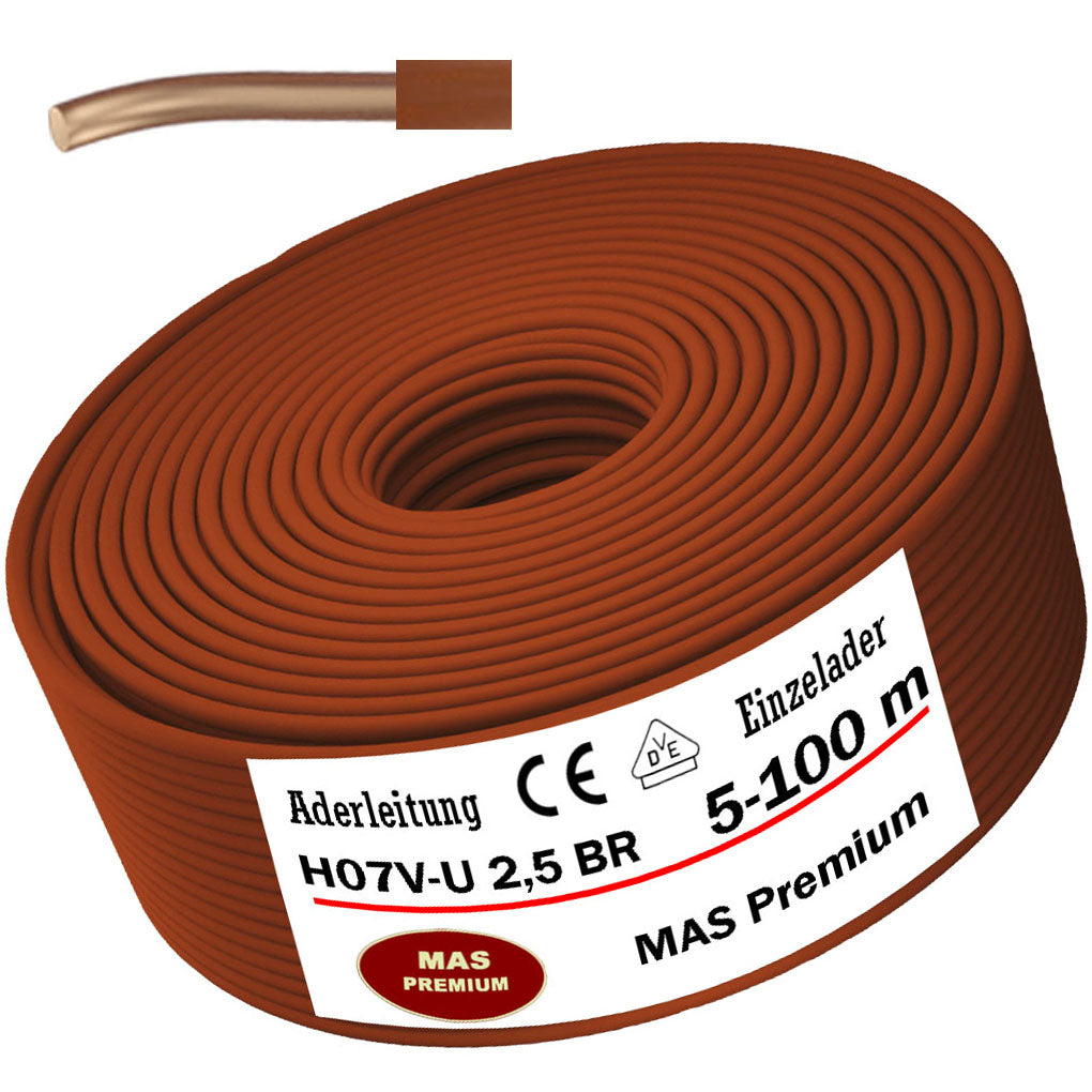 H07 V-U 2,5 mm² BR Aderleitung - 5 bis 100 m