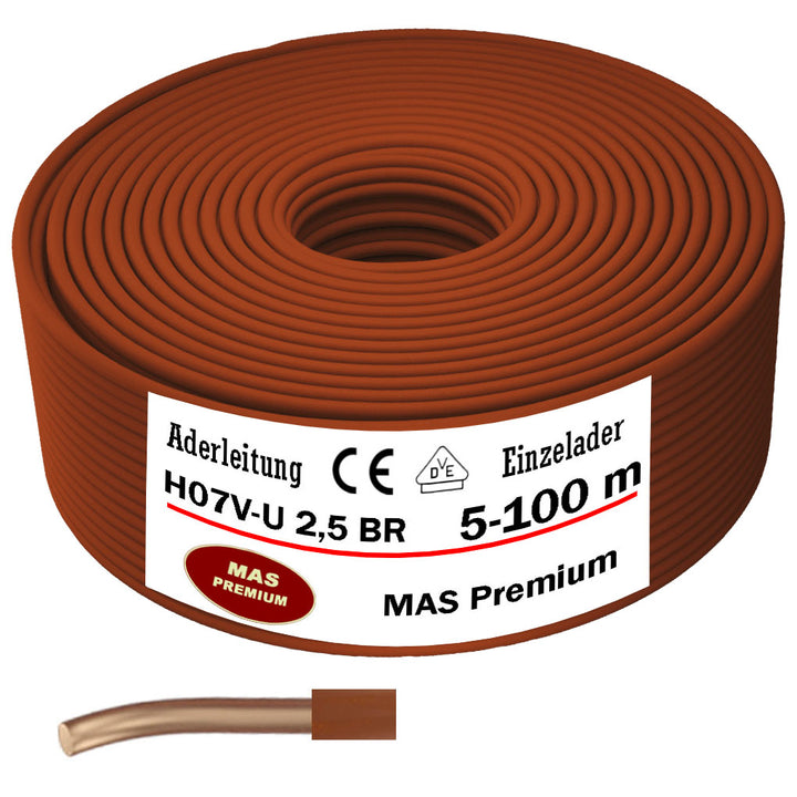 H07 V-U 2,5 mm² BR Aderleitung - 5 bis 100 m