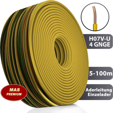H07 V-U 4 mm² GNGE Aderleitung - 5 bis 100 m