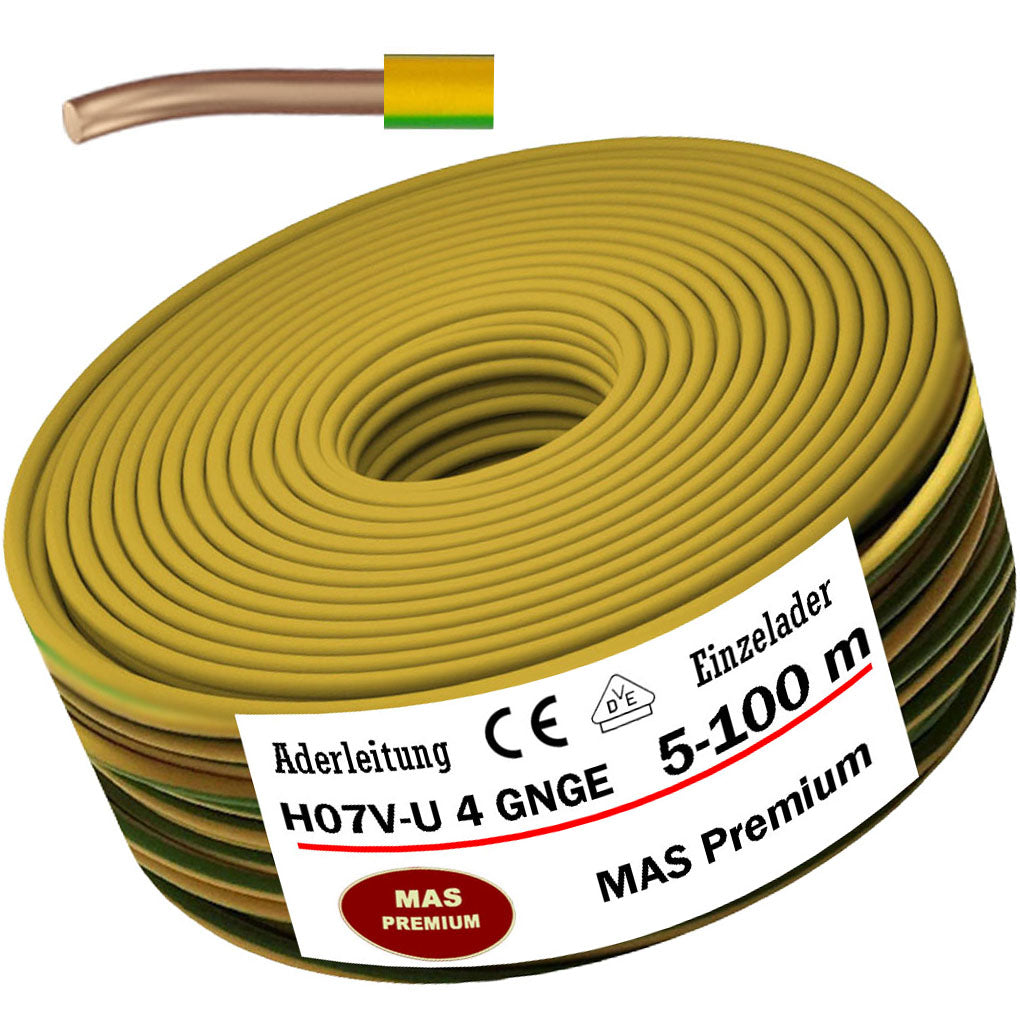 H07 V-U 4 mm² GNGE Aderleitung - 5 bis 100 m