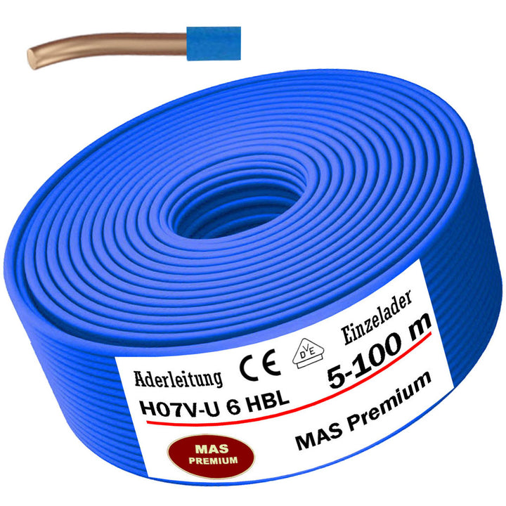 H07 V-U 6 mm² HBL Aderleitung - 5 bis 100 m