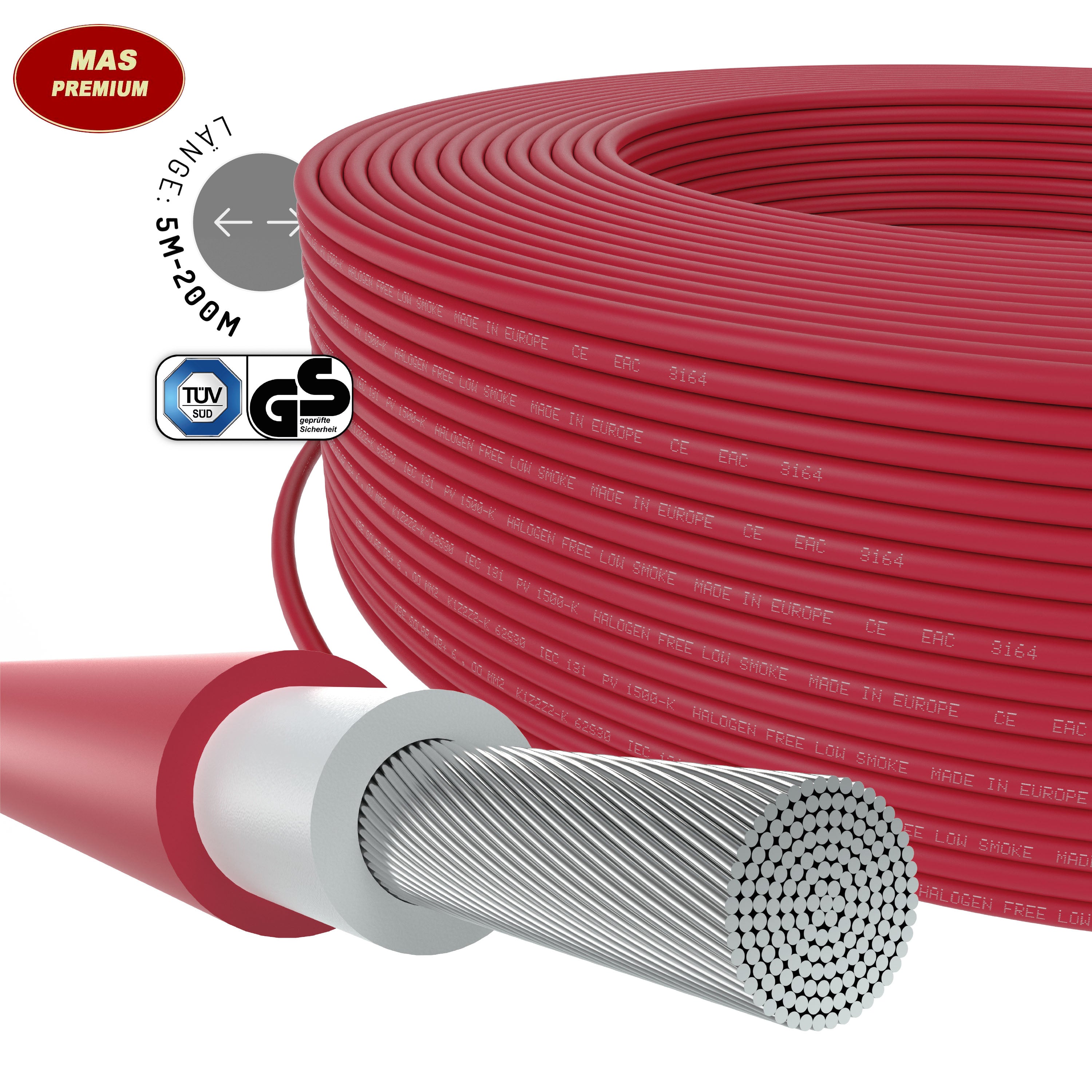 Solarkabel H1Z2Z2-K 6mm² Schwarz – 10 Meter, Erdverlegbar, UV-beständig Für Photovoltaik
