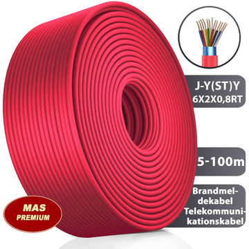 Brandmeldekabel J-Y(ST) Y 6x2x0,8 RT 5 bis 100 m