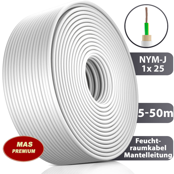 NYM-J 1x25 mm² Feuchtraumkabel Grau - 5 bis 50 m