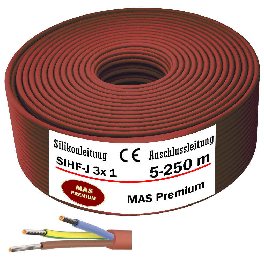 SIHF-J 3x 1 Silikonkabel Anschlussleitung Silikonleitung Saunakabel 5 bis 250m