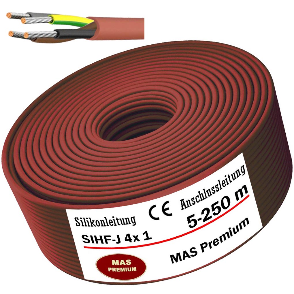 Silikonkabel 5m Fühler Verlängerung Silikonleitung bis 200°C 2-Leiter SIL Silikonkabel 5m Fühler Verlängerung Silikonleitung bis 200°C 2-Leiter SIL