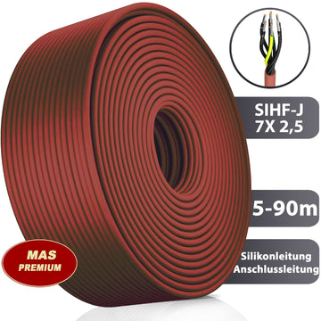 SIHF-J 7x 2,5 Silikonkabel Anschlussleitung Silikonleitung Saunakabel 5 bis 90m