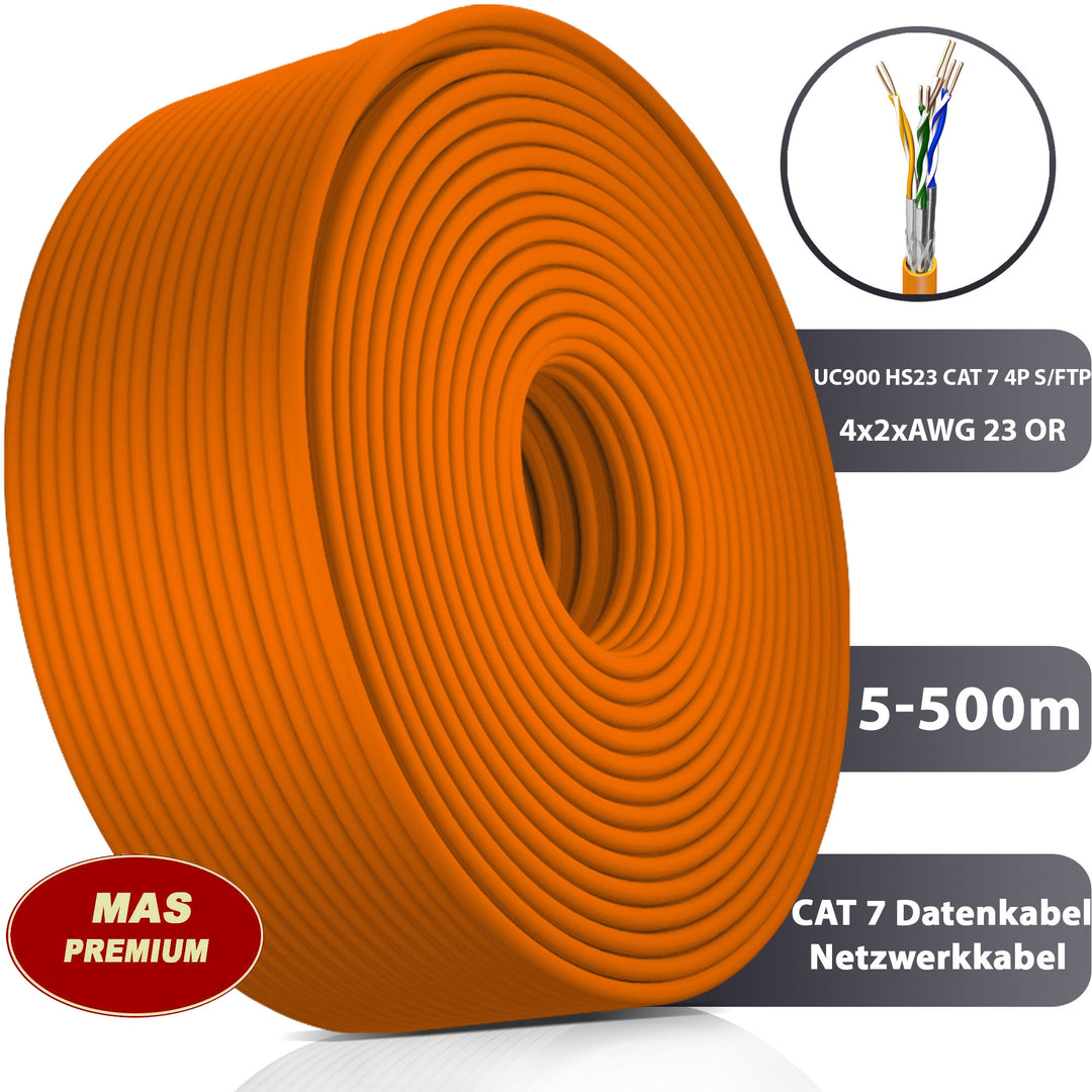 Cat 7 Kabel UC900 HS23 LSHF ECA 4X2XAWG23 Orange - 5 bis 500 m