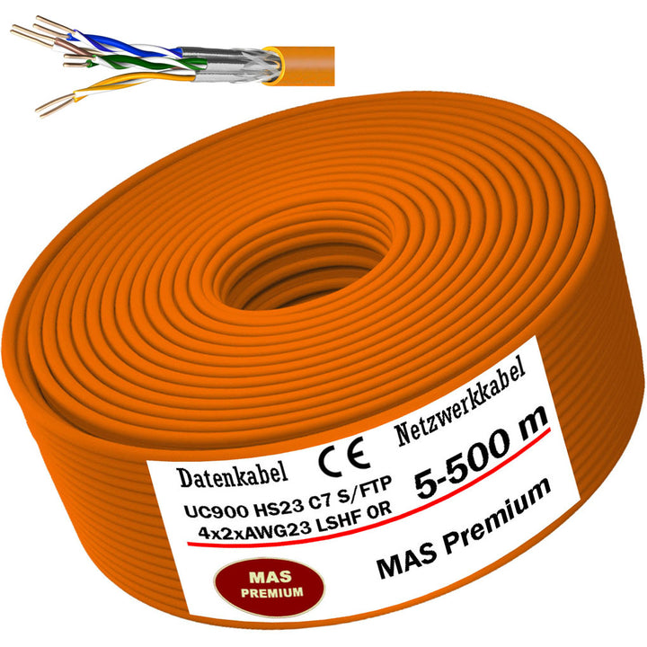 Cat 7 Kabel UC900 HS23 LSHF ECA 4X2XAWG23 Orange - 5 bis 500 m