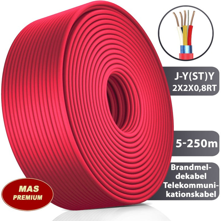 Brandmeldekabel J-Y(ST) Y 2x2x0,8 RT 5 bis 250 m