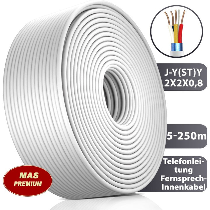 Telefonkabel J-Y(ST) Y 2x2x0,8 Grau - 5 bis 250 m