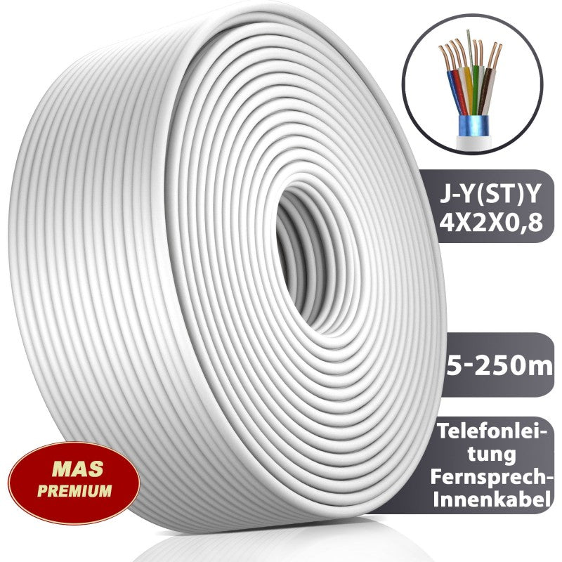 Telefonkabel J-Y(ST) Y 4x2x0,8 Grau - 5 bis 250 m